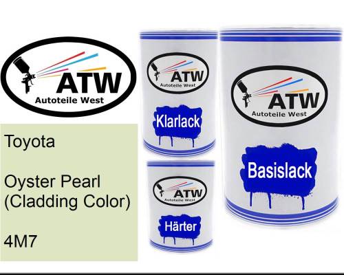 Toyota, Oyster Pearl (Cladding Color), 4M7: 500ml Lackdose + 500ml Klarlack + 250ml Härter - Set, von ATW Autoteile West.